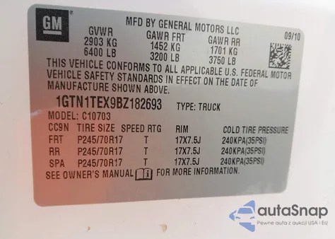 2011 GMC Sierra 1500 Work Truck from USA, damaged, VIN 1GTN1TEX9BZ182693